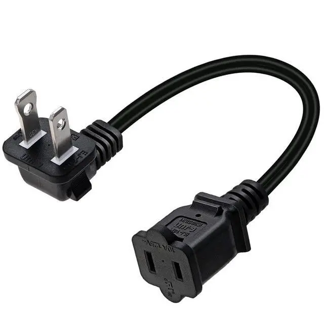 Alt view image 2 of 6 - 2-Pack Elbow Plug 90 Degree Polarized USA Outlet Saver Power Extension Cord Cable 125V 10A 2-Prong 2 Outlets NEMA 5-15P to NEMA 5-15R, 1.6ft/50cm