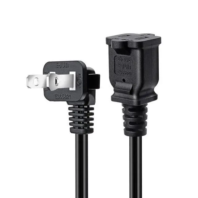 Alt view image 4 of 6 - 2-Pack Elbow Plug 90 Degree Polarized USA Outlet Saver Power Extension Cord Cable 125V 10A 2-Prong 2 Outlets NEMA 5-15P to NEMA 5-15R, 1.6ft/50cm