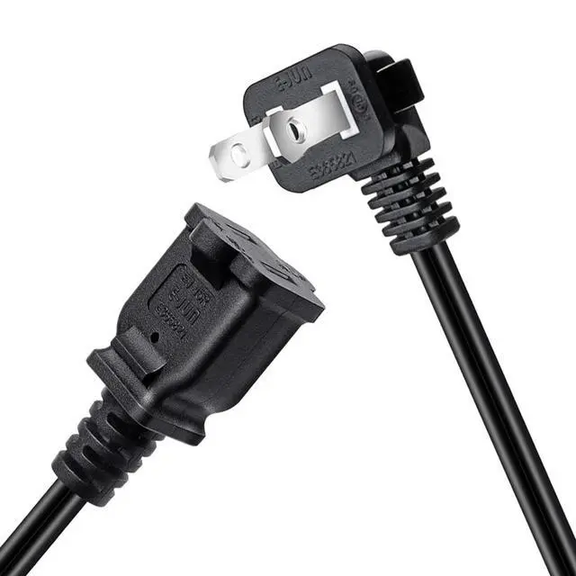 Alt view image 5 of 6 - 2-Pack Elbow Plug 90 Degree Polarized USA Outlet Saver Power Extension Cord Cable 125V 10A 2-Prong 2 Outlets NEMA 5-15P to NEMA 5-15R, 1.6ft/50cm