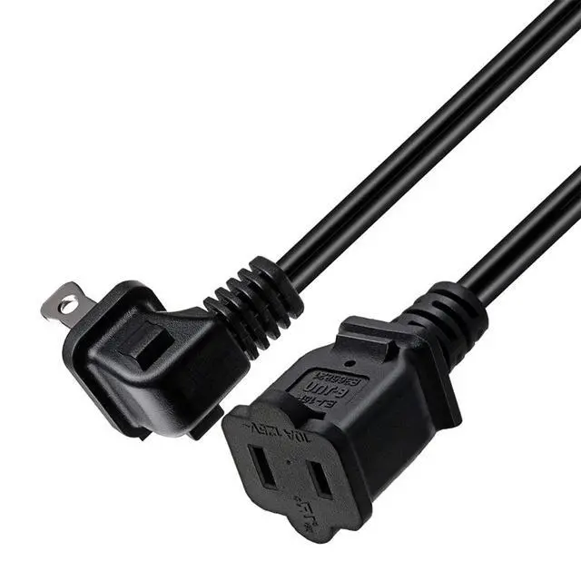 Alt view image 6 of 6 - 2-Pack Elbow Plug 90 Degree Polarized USA Outlet Saver Power Extension Cord Cable 125V 10A 2-Prong 2 Outlets NEMA 5-15P to NEMA 5-15R, 1.6ft/50cm