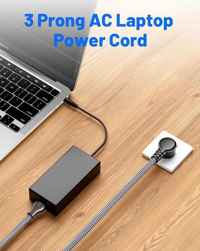 Alt view image 5 of 6 - 3 Prong Laptop Power Cord-6.6Ft Universal Power Cable 90°Angled,18AWG AC Power Cable for Dell HP LG Lenovo Asus Acer Toshiba Sony Laptops/Notebooks Monitors Printers Scanners NEMA 5-15P to C5