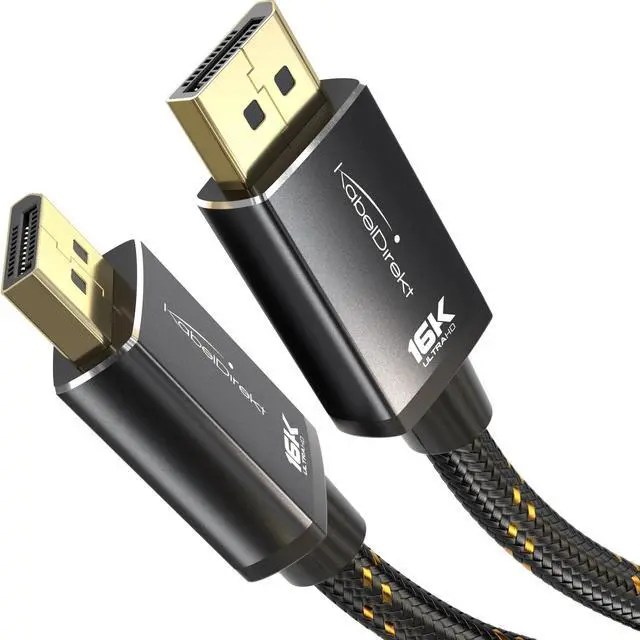 Main image of 16K DisplayPort Cable 2.1 10ft DP80, Nylon | Maximum performance for tomorrow's games: The UHBR cable (DP80) following the DisplayPort 2.1 standard enables UHD