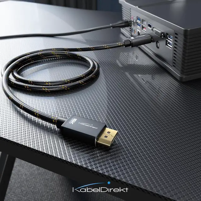 Alt view image 6 of 6 - 16K DisplayPort Cable 2.1 10ft DP80, Nylon | Maximum performance for tomorrow's games: The UHBR cable (DP80) following the DisplayPort 2.1 standard enables UHD