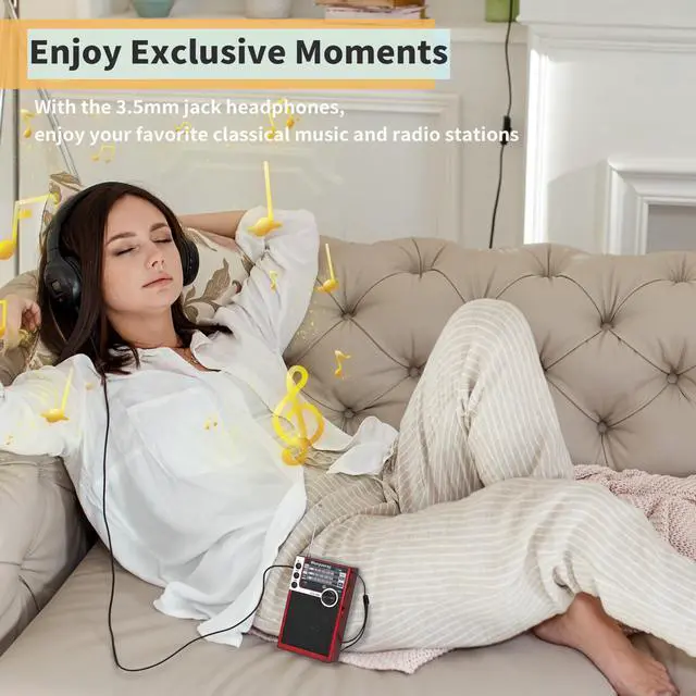 Alt view image 6 of 6 - Y-706 Pocket AM FM SW Radio,Battery Powered with Bluetooth Speaker,Red | Senior friendly easy-use radio for gifting.pair devices via Bluetooth,USB & TF playback outdoor & emergency use