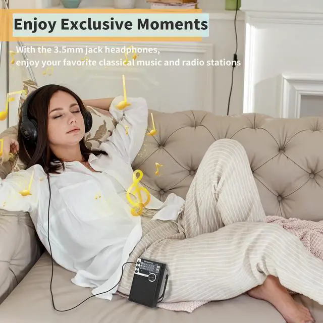 Alt view image 5 of 6 - Y-706 Pocket AM FM SW Radio,Battery Powered with Bluetooth Speaker,Black | Senior friendly easy-use radio for gifting.pair devices via Bluetooth,USB & TF playback outdoor & emergency use