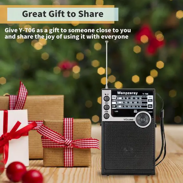 Alt view image 6 of 6 - Y-706 Pocket AM FM SW Radio,Battery Powered with Bluetooth Speaker,Black | Senior friendly easy-use radio for gifting.pair devices via Bluetooth,USB & TF playback outdoor & emergency use
