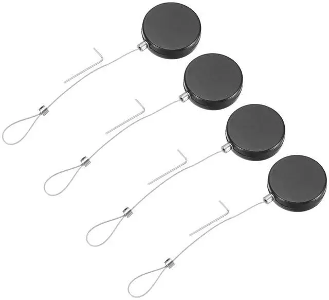Main image of 3.3ft Retractable Cable Lock with Latch Remote Control Security Locks with Adjustable Cord Tether Anti Theft for Laptop, TV, 150 G, Black, 4 Pack