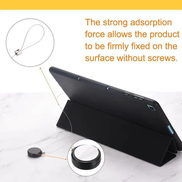 Alt view image 3 of 6 - 3.3ft Retractable Cable Lock with Latch Remote Control Security Locks with Adjustable Cord Tether Anti Theft for Laptop, TV, 150 G, Black, 4 Pack
