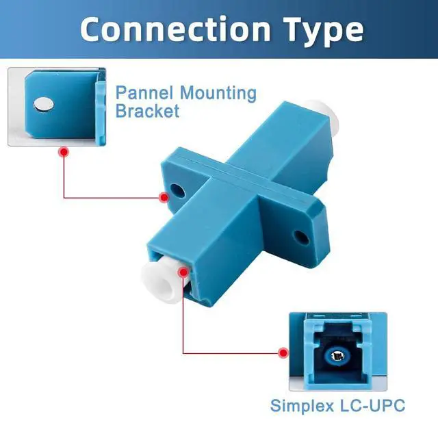 Alt view image 2 of 6 - 50Pcs LC-UPC Fiber Optical Coupler Simplex Cable Adapter Wing Connector