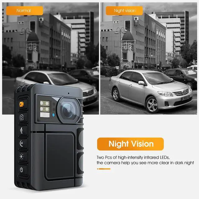 Alt view image 2 of 6 - 1080P Body Camera, with 64GB Kingston TF Card, Patrol Police Body Worn Night Vision Camera, Personal Waterproof Wearable Cam with Shoulder Clip, 10h Record for Law Enforcement/Sporting Trip