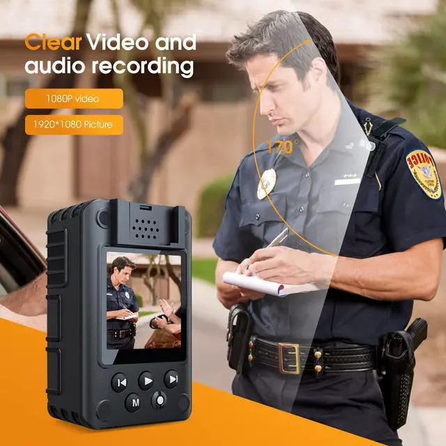 Alt view image 4 of 6 - 1080P Body Camera, with 64GB Kingston TF Card, Patrol Police Body Worn Night Vision Camera, Personal Waterproof Wearable Cam with Shoulder Clip, 10h Record for Law Enforcement/Sporting Trip