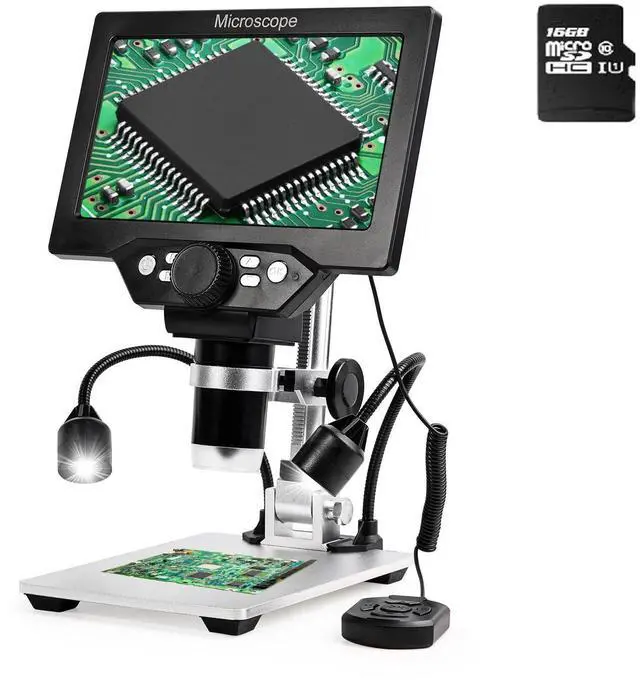 Main image of 7 in LCD Digital Microscope HD Light Magnifying Glass Coin Supplies | 1200X1080P HD,16GB TF card,wired remote,electronic microscope,7 inch microscope,soldering tools,jewelry microscope