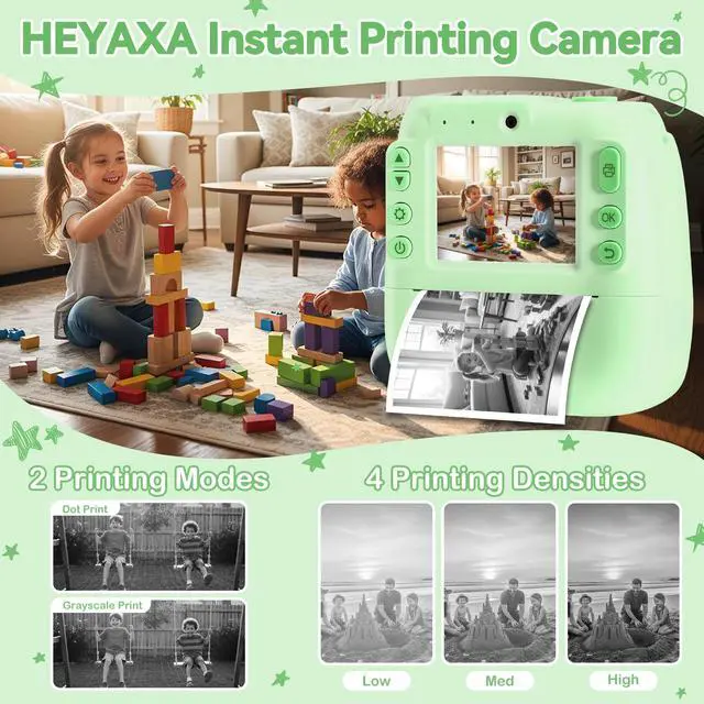 Alt view image 6 of 6 - Kids Instant Print Camera, Portable Toddler Travel Print Toy | 1080P Video Digital Camera, Christmas Birthday Gifts for Girls Boys Age 3-12, Green
