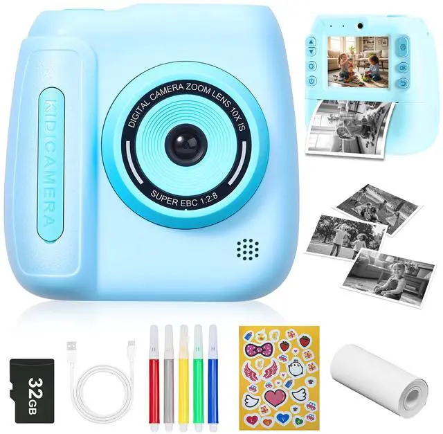 Main image of Kids Instant Print Camera, Portable Toddler Travel Print Toy | 1080P Video Digital Camera, Christmas Birthday Gifts for Girls Boys Age 3-12, Blue