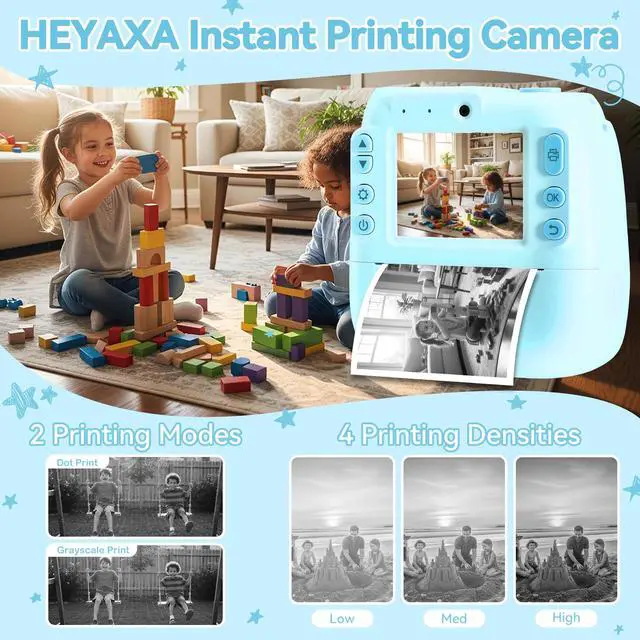Alt view image 6 of 6 - Kids Instant Print Camera, Portable Toddler Travel Print Toy | 1080P Video Digital Camera, Christmas Birthday Gifts for Girls Boys Age 3-12, Blue