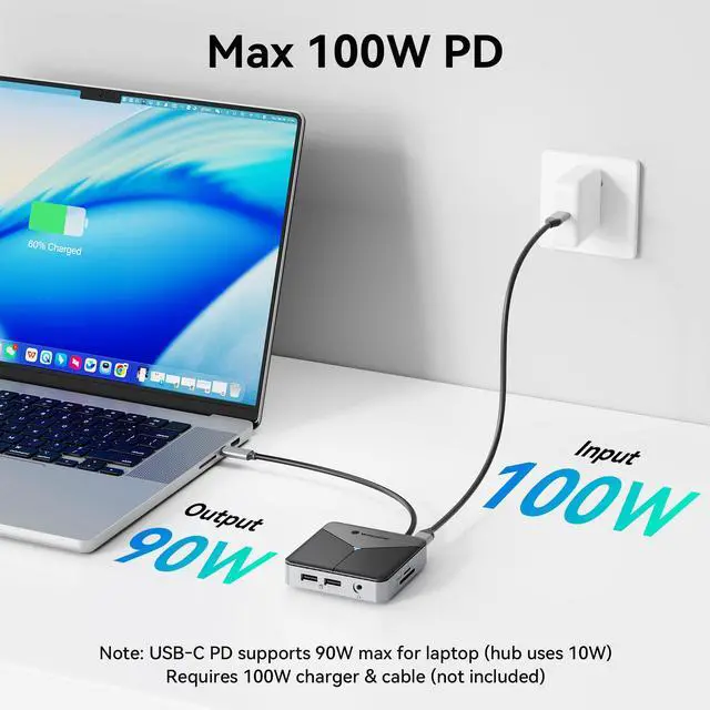 Alt view image 3 of 6 - 8-in-1 Laptop Docking Station for MacBook/iPad/Dell/Lenovo/HP | USB C Hub with 4K HDMI, 1 Gbps Ethernet Port, 100W Power Delivery, SD/TF, 3.5mm Audio, 2*USB 3.0 Transfer Ports for Laptops