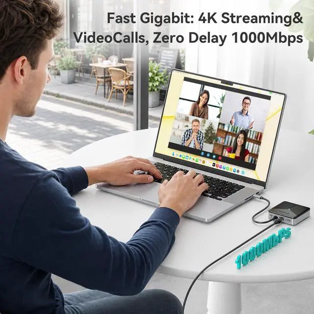 Alt view image 5 of 6 - 8-in-1 Laptop Docking Station for MacBook/iPad/Dell/Lenovo/HP | USB C Hub with 4K HDMI, 1 Gbps Ethernet Port, 100W Power Delivery, SD/TF, 3.5mm Audio, 2*USB 3.0 Transfer Ports for Laptops