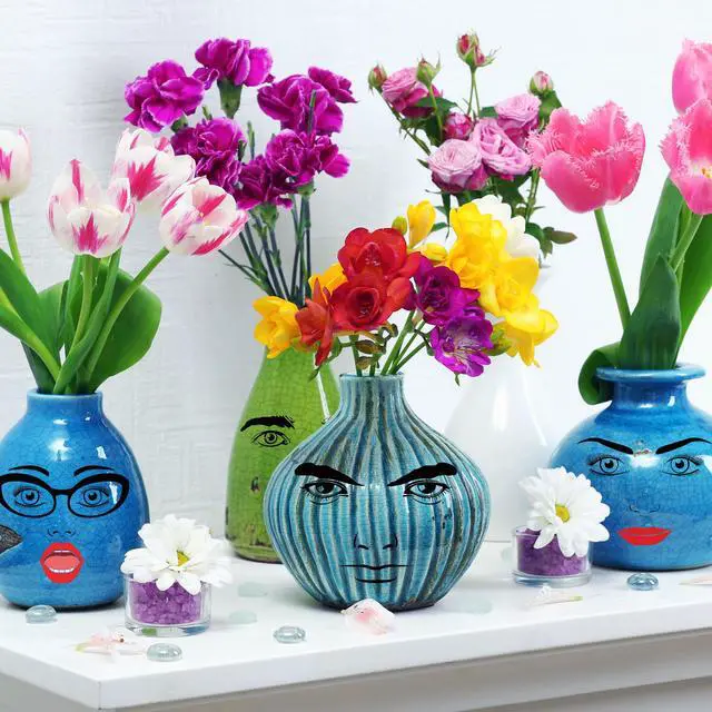 Alt view image 4 of 6 - Face Stickers for Flower Pots - 12 Sheets DIY Crafts Vinyl Decals | Male and Female, Eyes Nose Mouth, Funny Face Transfer Stickers, Waterproof, Party Favor, Wood Wall Water Bottles Laptop Decor