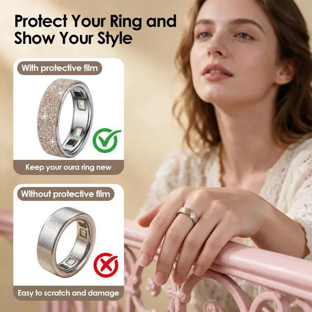 Alt view image 5 of 6 - 12 Pack Bling Skin Protector for Oura Ring 5, Ultra-Thin Cover Accessories Anti-Scratch Protective Stickers for Oura Ring Gen5