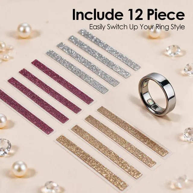 Alt view image 6 of 6 - 12 Pack Bling Skin Protector for Oura Ring 5, Ultra-Thin Cover Accessories Anti-Scratch Protective Stickers for Oura Ring Gen5