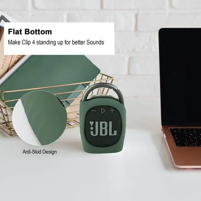 Alt view image 4 of 6 - Silicone Case Compatible with JBL Clip 4 - Portable Mini Speaker Stand Up Protective Carrying Case Cover for JBL Clip 4 (Green)