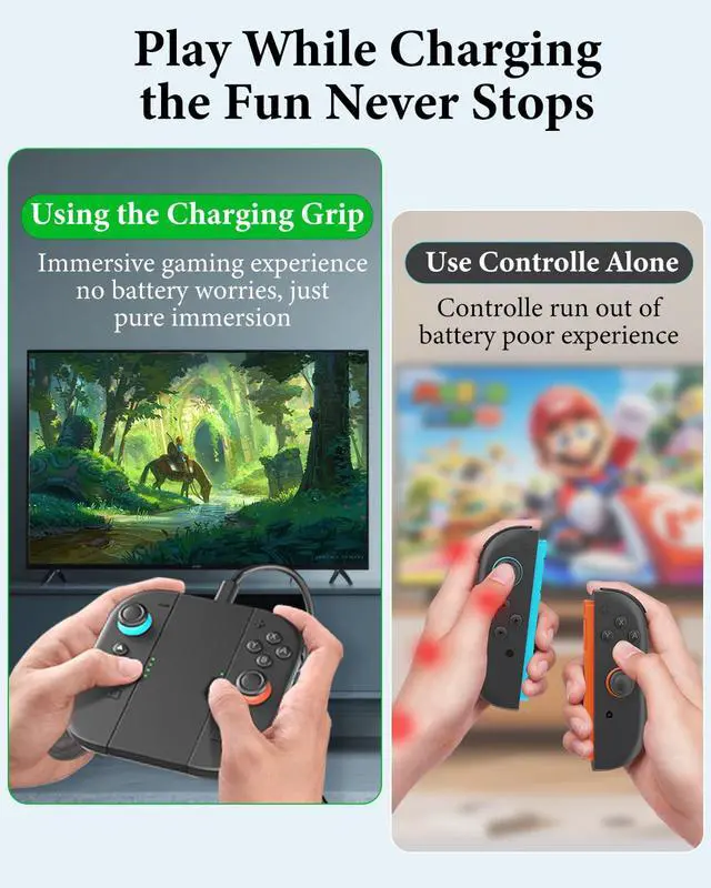 Alt view image 5 of 6 - Controller Grip for Switch 2, Grip for Nintendo Switch 2 J0ycon with Magnetic Charging and Type-C Fast Charge, Compatible with Nintendo Switch 2 J0y-con Grip Durable ABS for Comfortable Gaming-Black