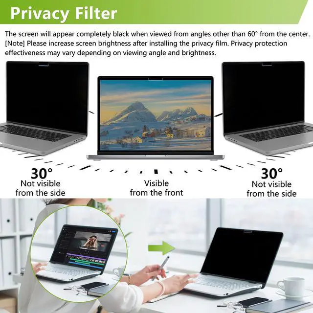 Alt view image 4 of 6 - Magnetic Privacy Screen Protector for MacBook Air 13.6 Inch (M2,M3, M4, M5) | (2022-2026) Removable Matte Anti Glare Blue Light, Private Security Screen Filter for Mac 13.6inch Laptop