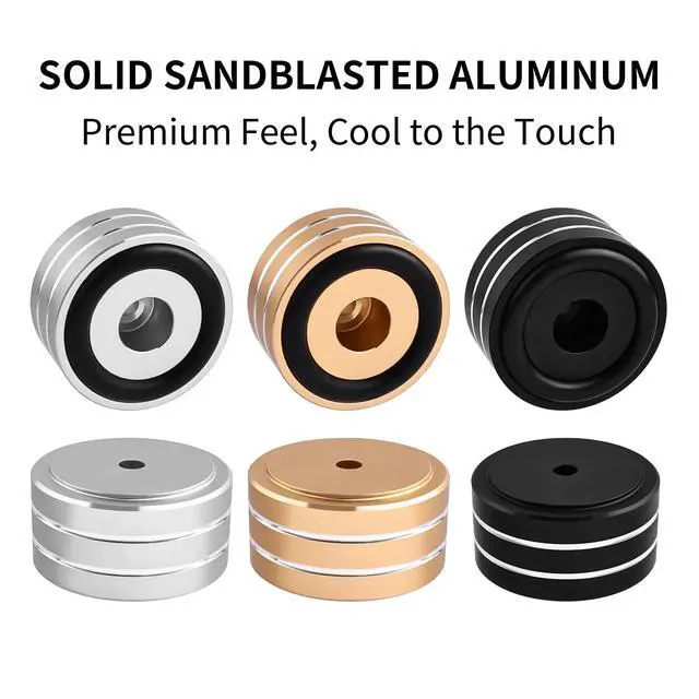 Alt view image 2 of 6 - HiFi Audio Isolation Feet 4-Pack Gold-Mini 40 * 22mm | Aluminum Alloy, Non-slip Rubber Ring Base, Turntable Isolation Pads for Speakers, Turntables, Subwoofers, Amplifier