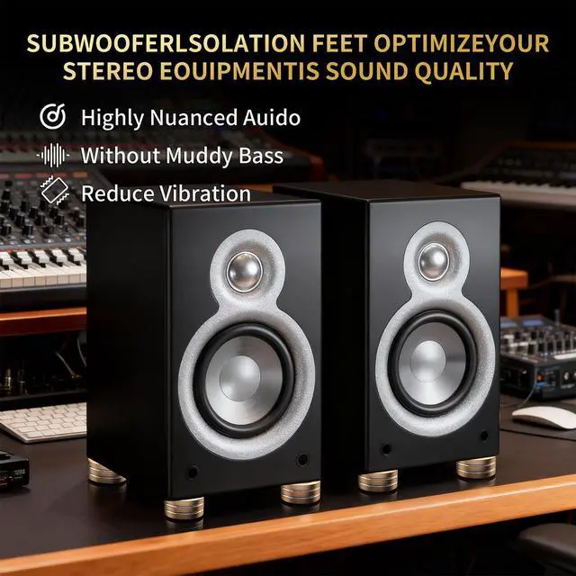 Alt view image 6 of 6 - HiFi Audio Isolation Feet 4-Pack Gold-Mini 40 * 22mm | Aluminum Alloy, Non-slip Rubber Ring Base, Turntable Isolation Pads for Speakers, Turntables, Subwoofers, Amplifier
