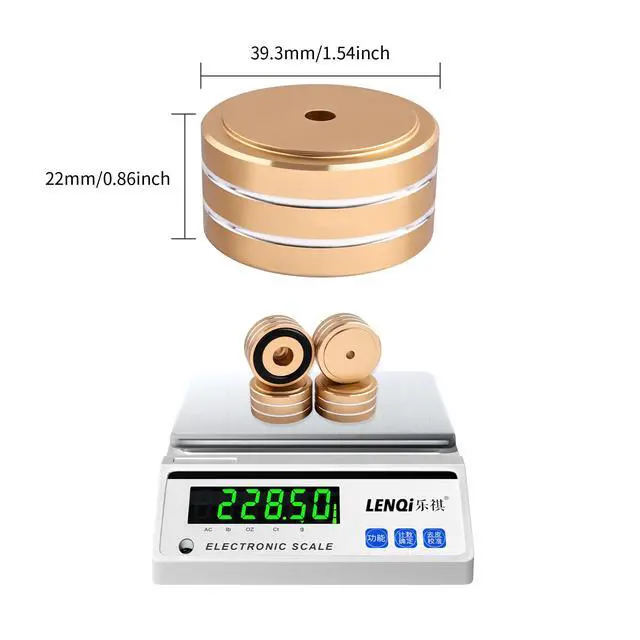 Alt view image 5 of 6 - HiFi Audio Isolation Feet 4-Pack Black-Mini 40 * 22mm | Aluminum Alloy, Non-slip Rubber Ring Base, Turntable Isolation Pads for Speakers, Turntables, Subwoofers, Amplifier