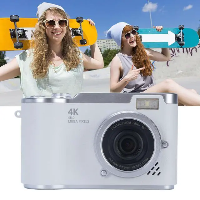 Alt view image 6 of 6 - Digital Camera 48MP 18X Zoom for Photography & Vlogging, 1080P Point and Shoot Camera with 2.4 Inch Flip Screen, LED Flash, Long Battery Life, Perfect for Beginners