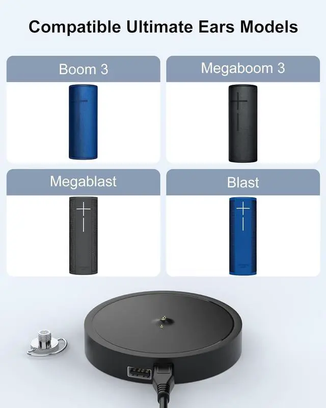 Alt view image 2 of 6 - Charging Dock for Ultimate Ears Boom 3, MEGABOOM 3, Blast & MEGABLAST | ETL Listed Charging Dock for UE Boom3, MEGABOOM 3, Blast & MEGABLAST Portable Waterproof Speaker. (Black)