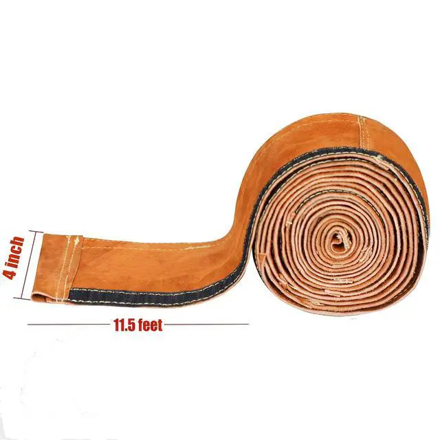 Alt view image 2 of 6 - 11.5ft Leather TIG MIG Welding Torch Lead Cable Cover Sleeve | Flame-retardant split leather,heavy-duty Kevlar stitching,hook and loop fastener,fits plasma cutters and tech hoses