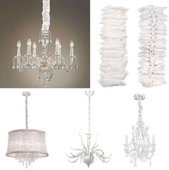 Alt view image 5 of 5 - 2 Pack White Chandelier Chain Cover Cord Cover 6 Feet | Great for Lamps, Light Fixtures, and Desks, Cable Management