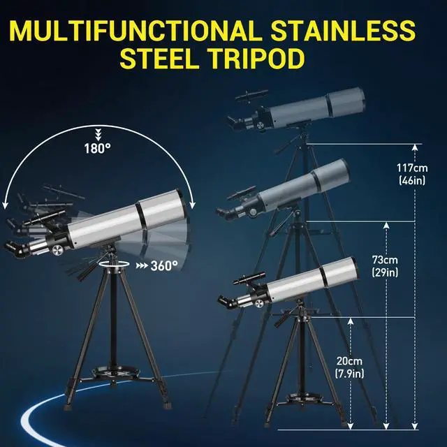 Alt view image 3 of 6 - 90mm Aperture 600mm Telescopes for Adults,Portable High Powered Refractor Telescopes with 2 Eyepieces,Travel Telescope with Carry Bag,Phone Adapter, Astronomy Beginners Gift