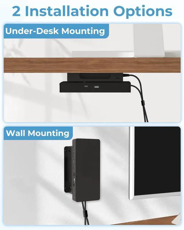 Alt view image 4 of 6 - Metal Mount for Dell Docking Station with Mouse Pad Under Desk and Wall Mount for Dell Dock Station WD25 UD22 WD19 WD22TB4 WD19TBS SD25 Series Dock & Power Adapter