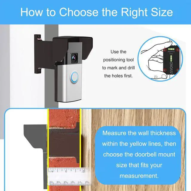 Alt view image 5 of 6 - Video Doorbell Mount Compatible with Some Doorbell, Multiple Sizes Doorbell Brick Extension for Brick Wall Anti-Glare & Rain Anti-Splash Mounting Bracket (3-1/4")