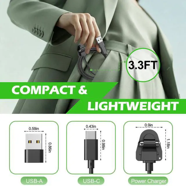Alt view image 6 of 6 - Charging Adapter Cable Compatible with Ray-Ban Oakley Meta AI Smart Glasses(Gen 1&2),Portable Charger USB C Port for Wayfarer,Skyler,Headliner and HSTN Meta Accessories(2 Pcs)
