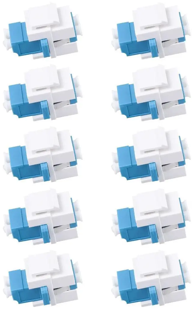 Main image of LC-LC Duplex UPC Keystone Fiber Adapter, 10pcs | LC Duplex UPC OS2 keystone couplers, Singlemode, for fiber wall plates and patch panels. Low insertion loss, snap-in design
