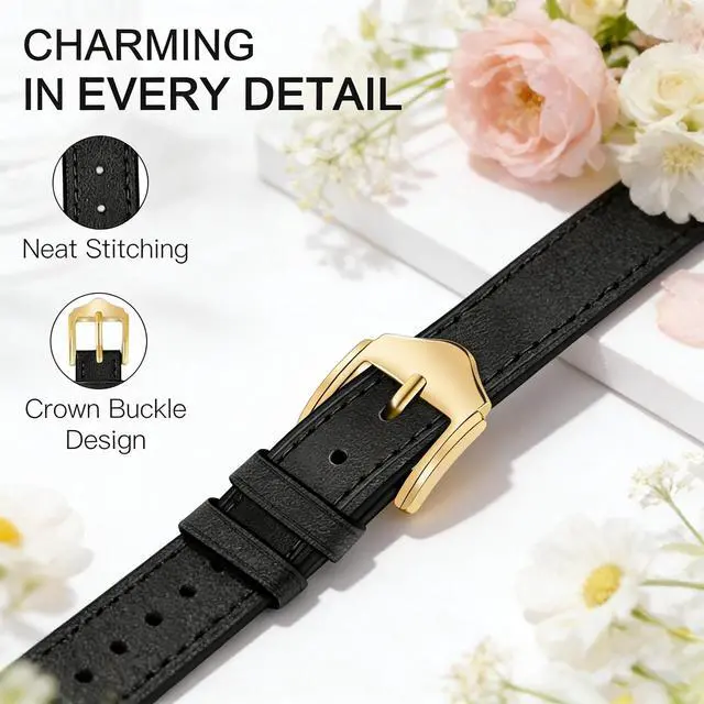 Alt view image 5 of 6 - Slim Leather Bands Compatible with Garmin Lily 2 | Leather with Charms, Feminine,Design,for Garmin Lily 2 Watch Band