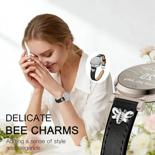 Alt view image 2 of 5 - Slim Leather Bands Compatible with Garmin Lily 2 | Leather with Charms, Feminine,Design,for Garmin Lily 2 Watch Band