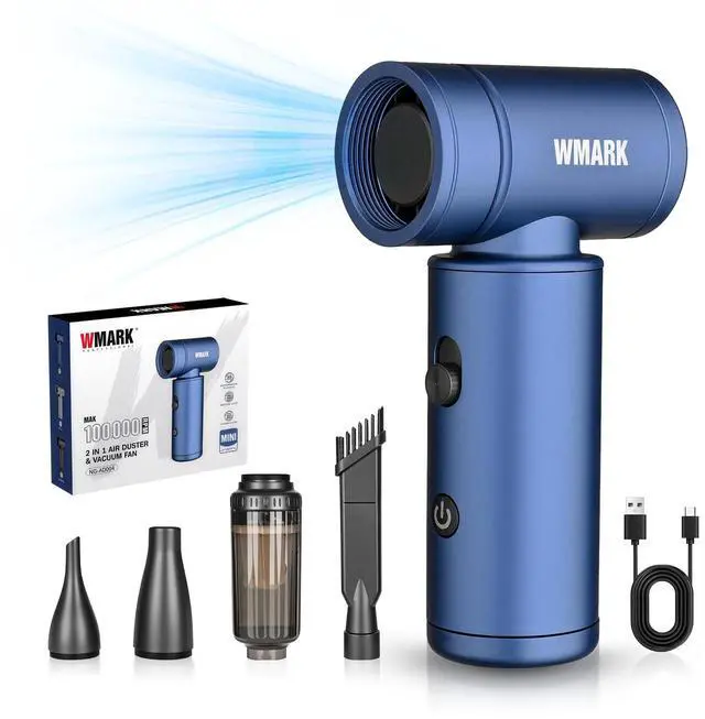 Main image of Compressed Air Duster Rechargeable-100000RPM Brushless Motor Stepless Control Electric Air Duster, 13m/s Wind Mini Blower with Fast Charging, Dust Blower for PC, Keyboard, Home, Car NG-AD004Blue