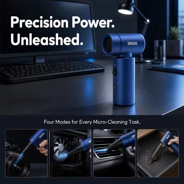 Alt view image 5 of 6 - Compressed Air Duster Rechargeable-100000RPM Brushless Motor Stepless Control Electric Air Duster, 13m/s Wind Mini Blower with Fast Charging, Dust Blower for PC, Keyboard, Home, Car NG-AD004Blue