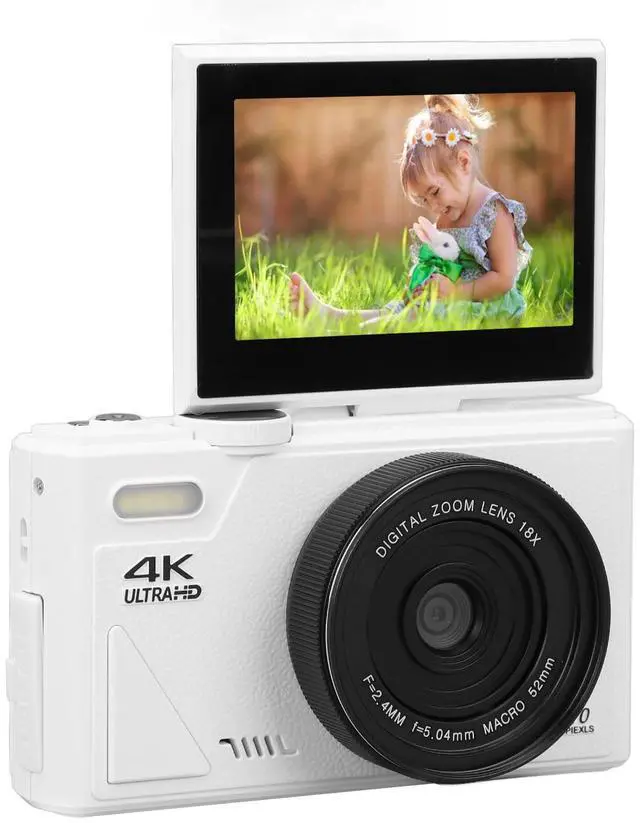 Main image of Digital Camera, 64MP 4K UHD Vlogging Camera with 3 Inch Flip Screen, 18X Digital Zoom, Anti Shake, Autofocus, Webcam Function, Retro Digital Point and Shoot Camera for Travel