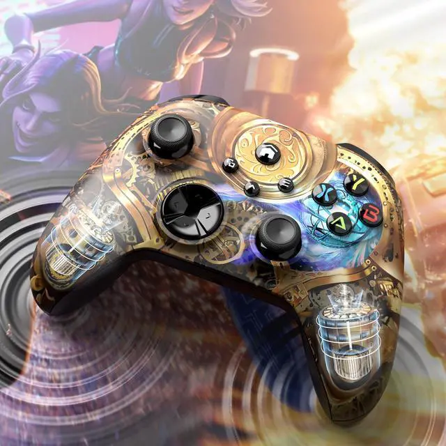 Alt view image 4 of 6 - Wireless Controller for Xbox Series X|S, Xbox One & PC, Bluetooth, 4 Vibration Motors, Turbo, Macro, 3.5mm Headphone Jack Steampunk - Upgrading with a PC Before Connecting to X-Box