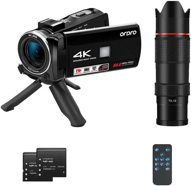 Main image of 4K Video Camera Camcorder with 12X Telephoto Zoom Lens | 3'' 270° Screen Digital Camcorder for Vlogging YouTube, IR Night Vision w/Remote