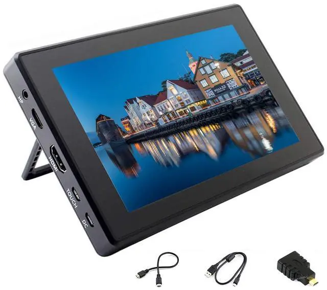 Main image of 7inch HDMI LCD with Case for Raspberry Pi Capacitive Touchscreen 1024×600 IPS Display Screen Monitor Compatible with Raspberry Pi 4B/3B+/3B/Zero/Jetson Nano Support Windows 10/8.1/8/7