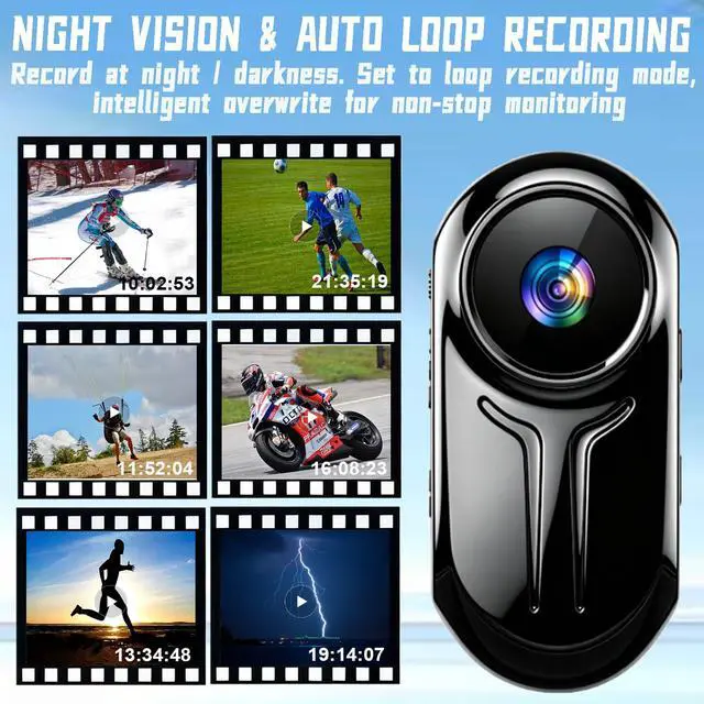 Alt view image 4 of 6 - Upgraded 1080P Mini Body Cameras with Audio and Video Recording, POV Camera, Thumb Size Sport Action Camera, Hand Free Camcorder for Cycling,Travel,Pet,Vlogging (Black)