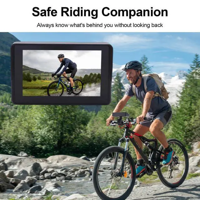 Alt view image 5 of 6 - Bike Rear View Camera System, 5 Inch 1080P HD Monitor with 110 Degree Wide Angle and Night Vision, for Mountain Road Bikes Scooters (Large Square Rear View Camera)