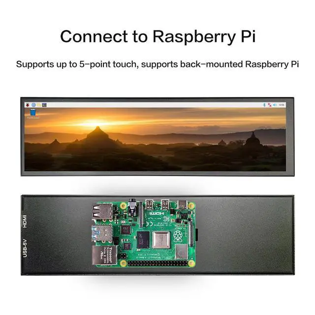 Alt view image 6 of 6 - 8.8 inch Monitor PC Case Temperature Display mini Ultra Wide Secondary Screen Long Stretched Bar Display AIDA64 PC Sensor Panel 1920x480 Small Temp Monitor for RPi CPU Monitoring